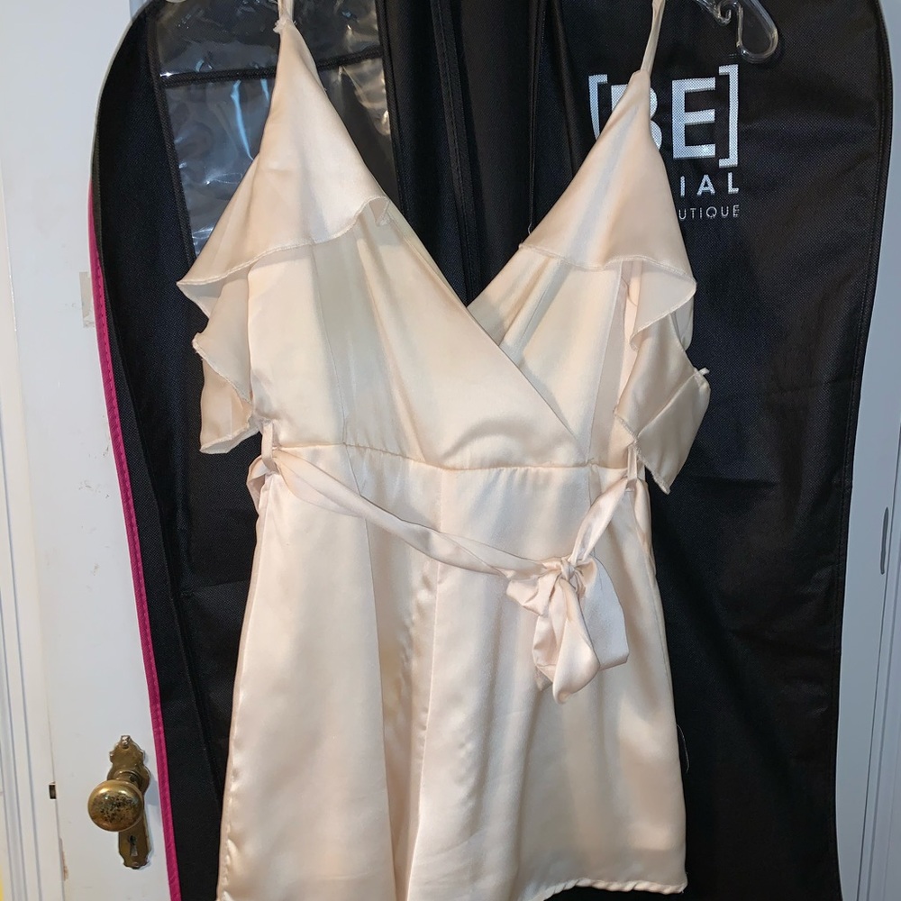 cream silk romper